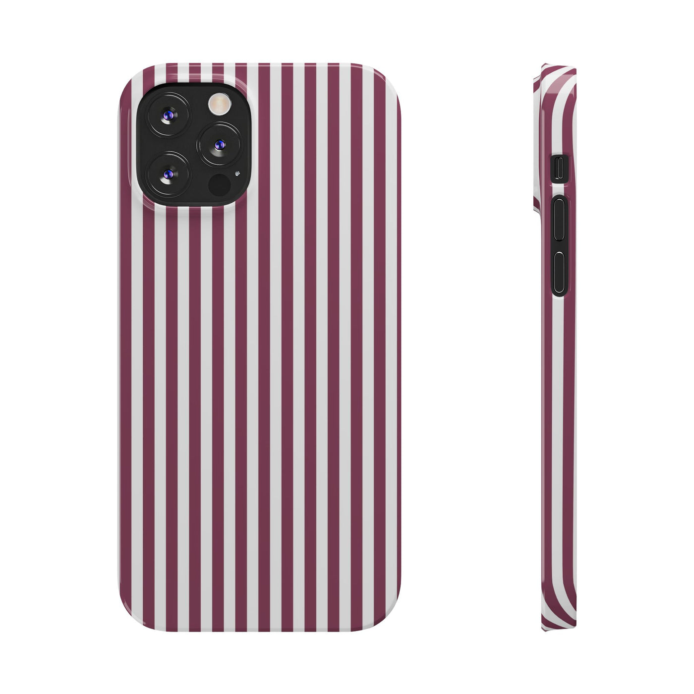 Slim Claret Red Striped Cute Phone Case for Iphone 16 - | iPhone 15 Pro Max Case | iPhone 14 Case Iphone 13 12 11 10 9 8 7 XS X Gift for Her - Studio40ParkLane