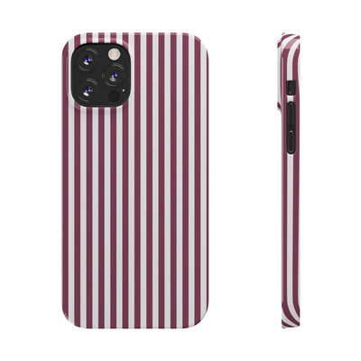 Slim Claret Red Striped Cute Phone Case for Iphone 16 - | iPhone 15 Pro Max Case | iPhone 14 Case Iphone 13 12 11 10 9 8 7 XS X Gift for Her - Studio40ParkLane