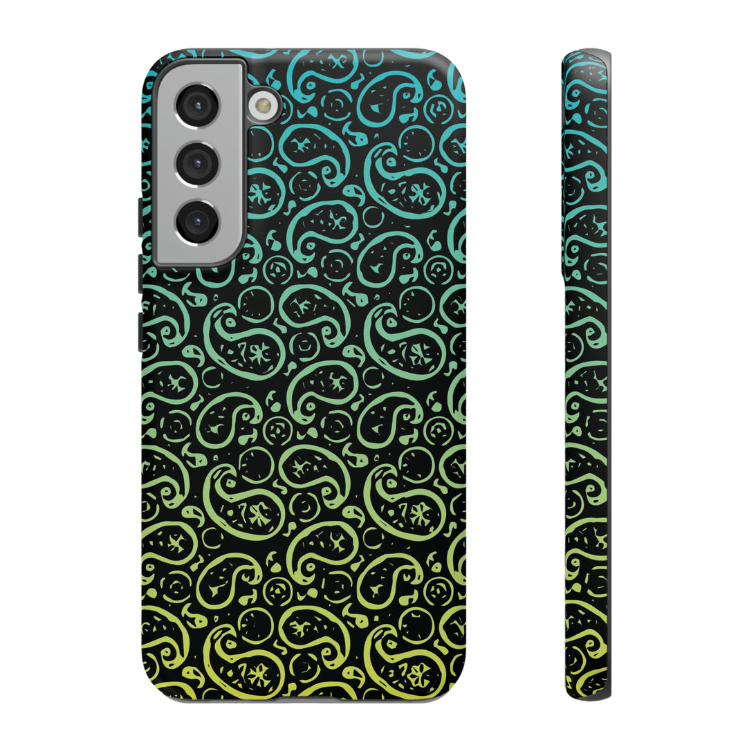 Cute Samsung Phone Case | Aesthetic Samsung Phone Case | Paisley Blue Yellow Black | Galaxy S23, S22, S21, S20 | Luxury Double Layer | Cool - Studio40ParkLane