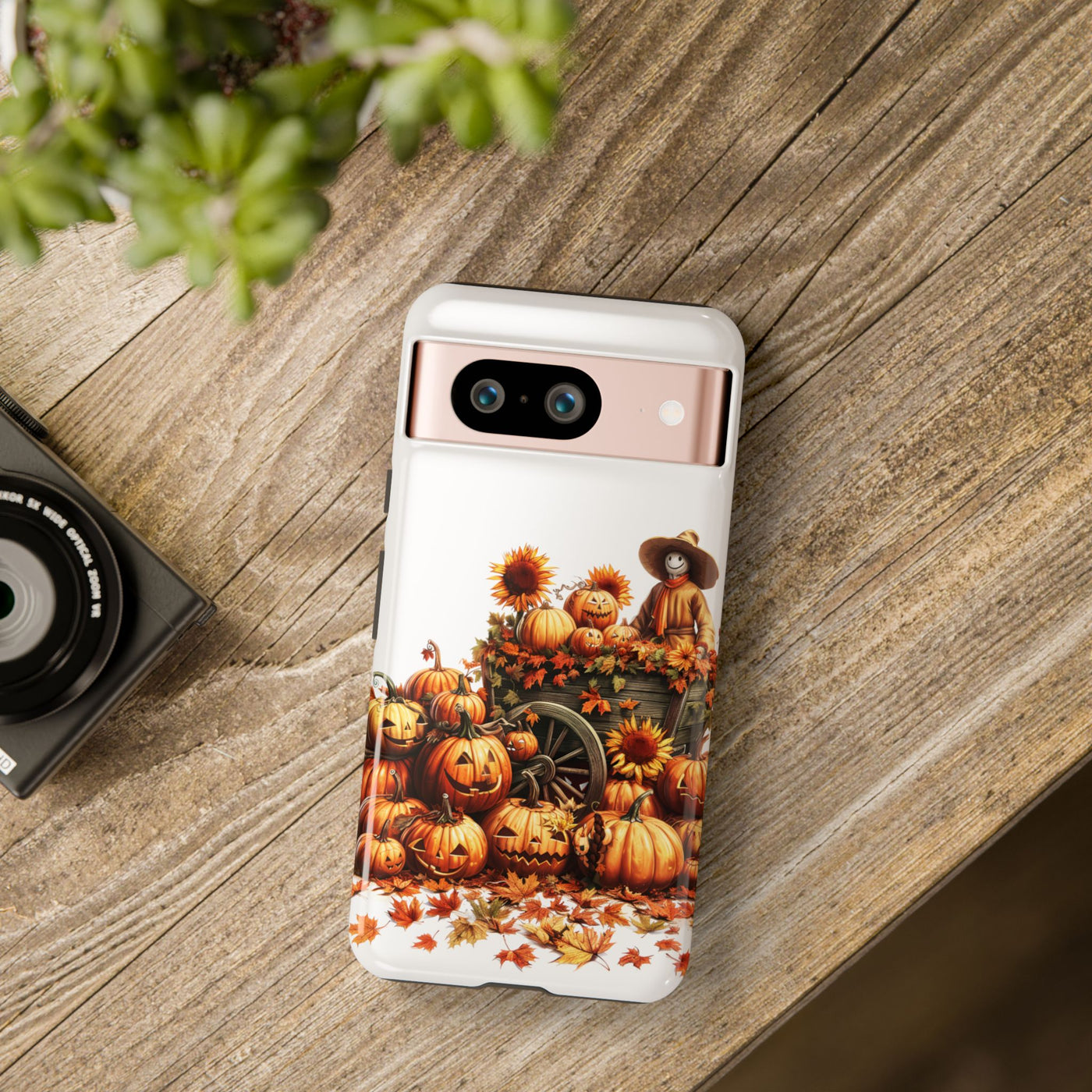 Impact Resistant, Fall Leaves Scarecrow, Cute Phone Cases for Samsung S24, S23, S22, S21, IPhone 15 pro Iphone 14 pro Iphone 13 IPhone 12 Iphone 11