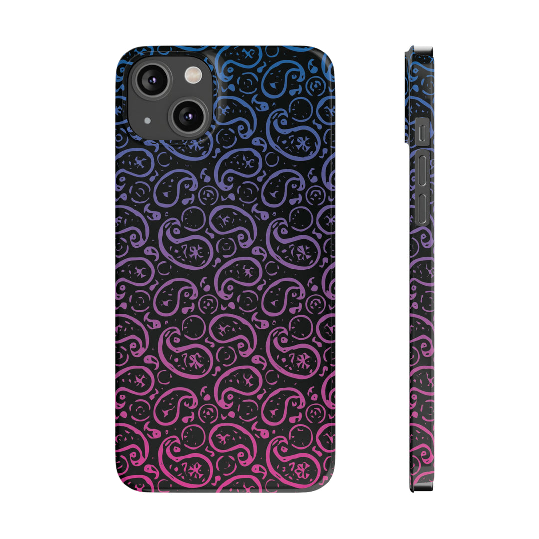 Slim Cute Phone Cases for Iphone - | iPhone 15 Case | iPhone 15 Pro Max Case, Iphone 14 Case, Iphone 14 Pro Max, Iphone 13, Paisley Blue Pink Black - Studio40ParkLane