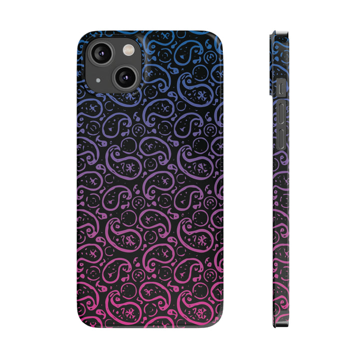Slim Cute Phone Cases for Iphone - | iPhone 15 Case | iPhone 15 Pro Max Case, Iphone 14 Case, Iphone 14 Pro Max, Iphone 13, Paisley Blue Pink Black - Studio40ParkLane