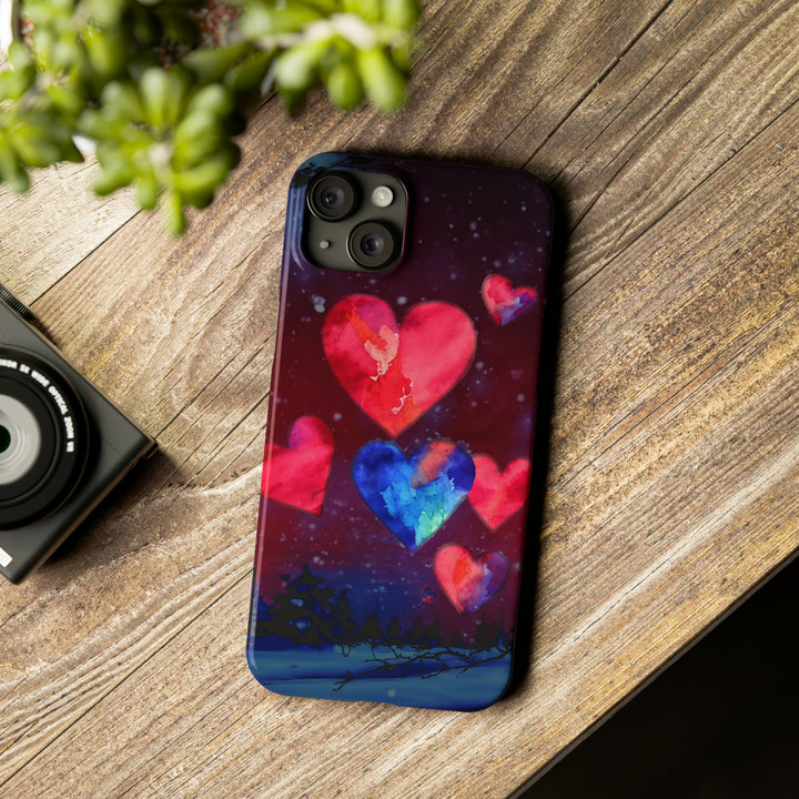 Slim Cute Phone Cases for Iphones - | iPhone 15 Case | iPhone 15 Pro Max Case, Iphone 14 Case, Iphone 14 Pro Max, Iphone 13, Night Sky Hearts Love - Studio40ParkLane
