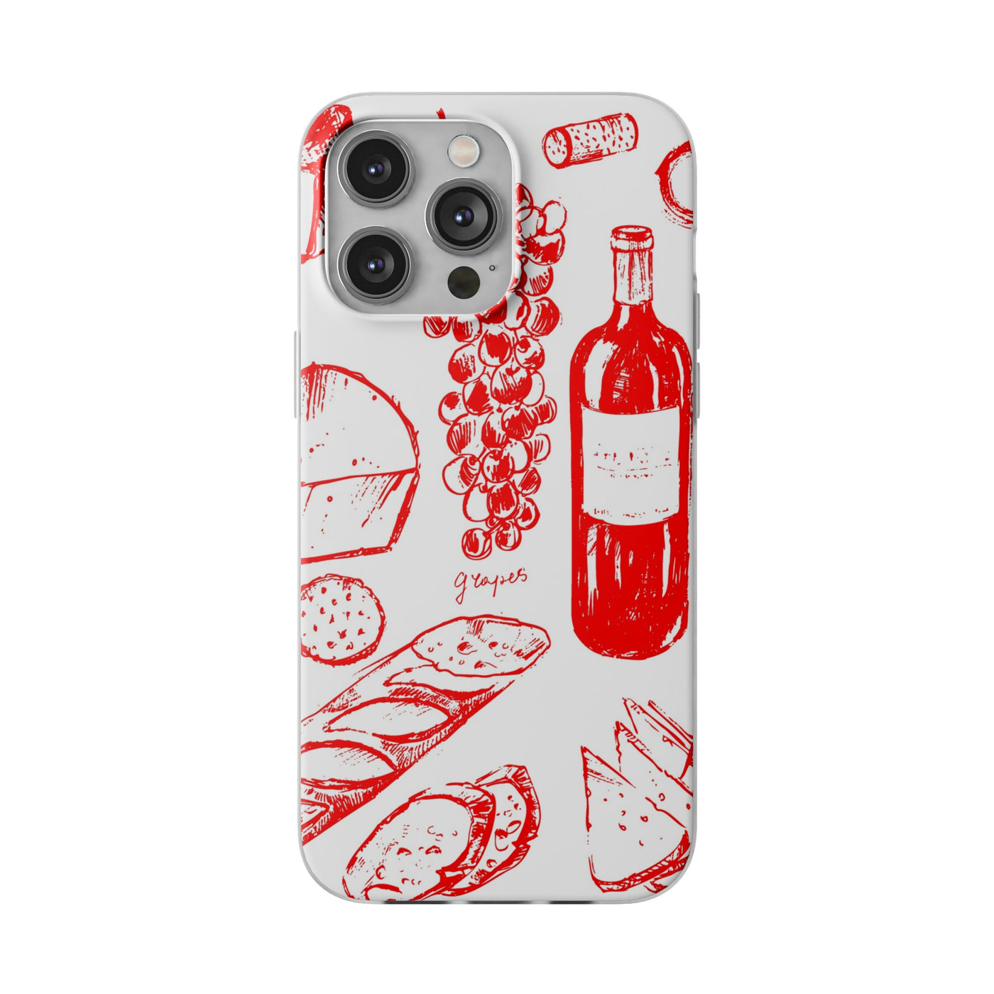 Cute Flexi Phone Cases, French Food Wine Red, Compatible with Samsung Galaxy S23, Samsung S22, Samsung S21, Samsung S20, Galaxy S20 Ultra