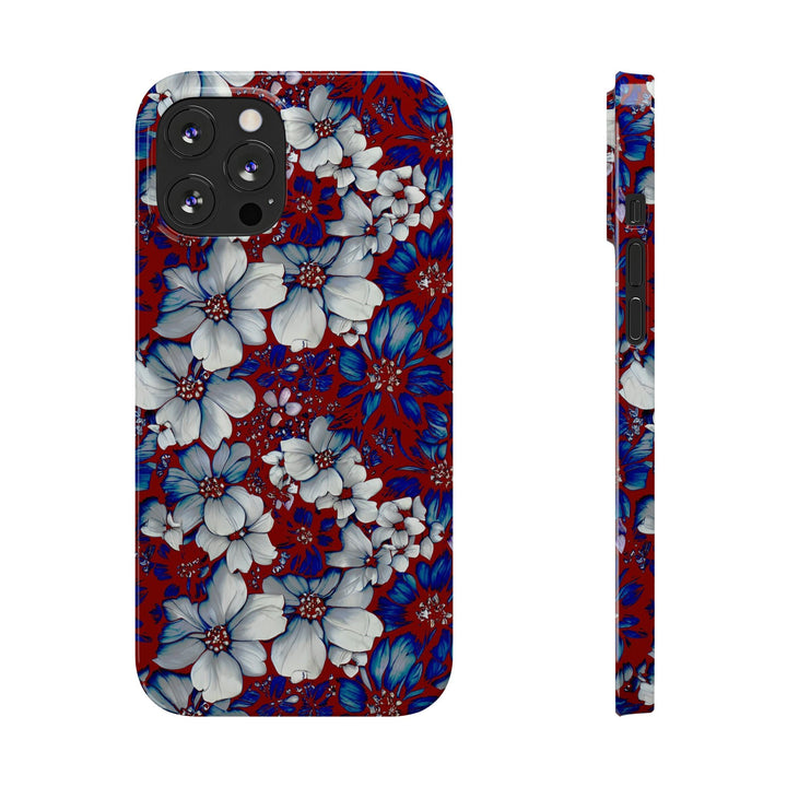 Slim Cute Phone Cases for Iphone - | iPhone 15 Case | iPhone 15 Pro Max Case, Iphone 14 Case, Iphone 14 Pro Max, Iphone 13, Red Blue Flowers - Studio40ParkLane