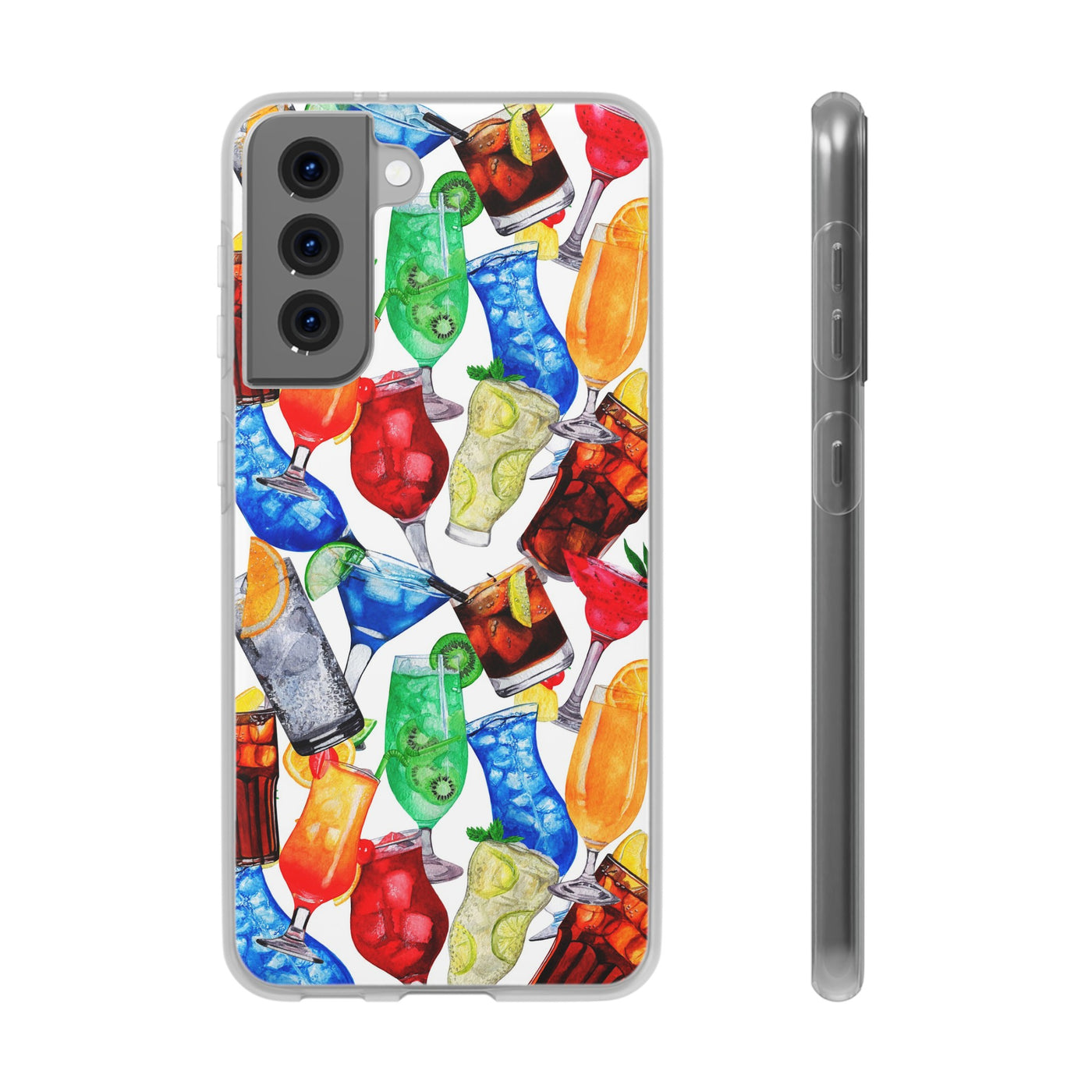 Cute Flexi Phone Cases, For Iphones and Samsung Galaxy Phones, Tropical Summer Fruit Cocktails, Galaxy S23 Phone Case, Samsung S22 Case, Samsung S21, Iphone 15, Iphone 14, Iphone 13