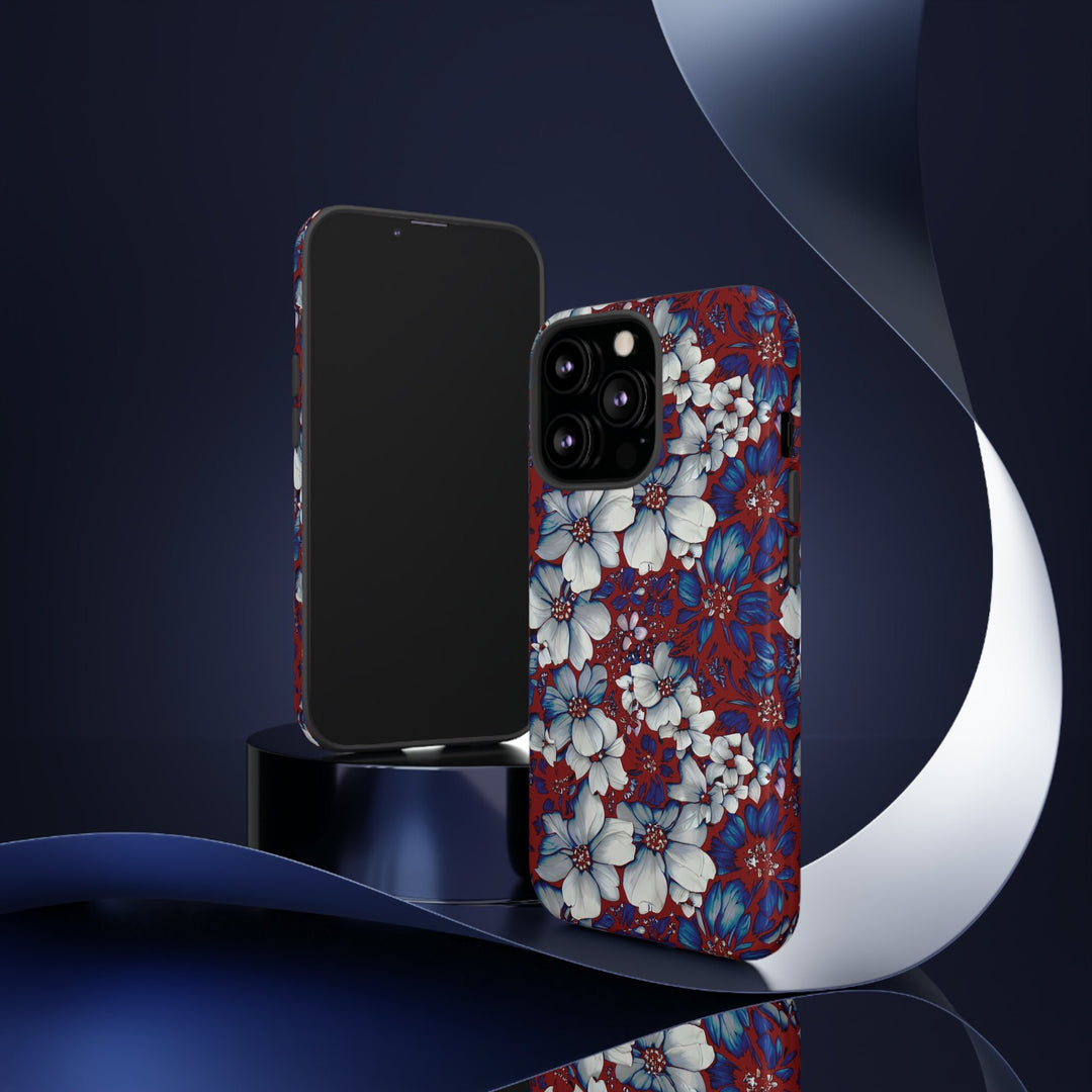 Cute IPhone Case | Red Blue Flowers, iPhone 15 Case | iPhone 15 Pro Case, Iphone 14 Case, Iphone 14 Pro Max Case, Protective Iphone Case - Studio40ParkLane