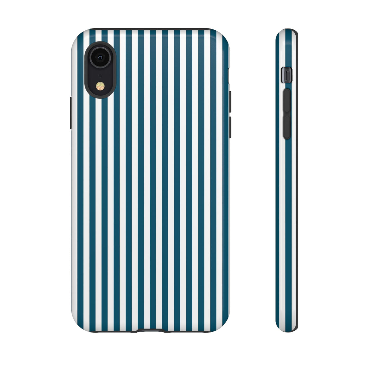 Tough Premium Teal Blue Stripes Phone Case Gift for Her - For Apple iPhone 16 Pro Max 16e iPhone 15 Pro iPhone Iphone 14 Plus 13 Pro 12 SE XR - Studio40ParkLane