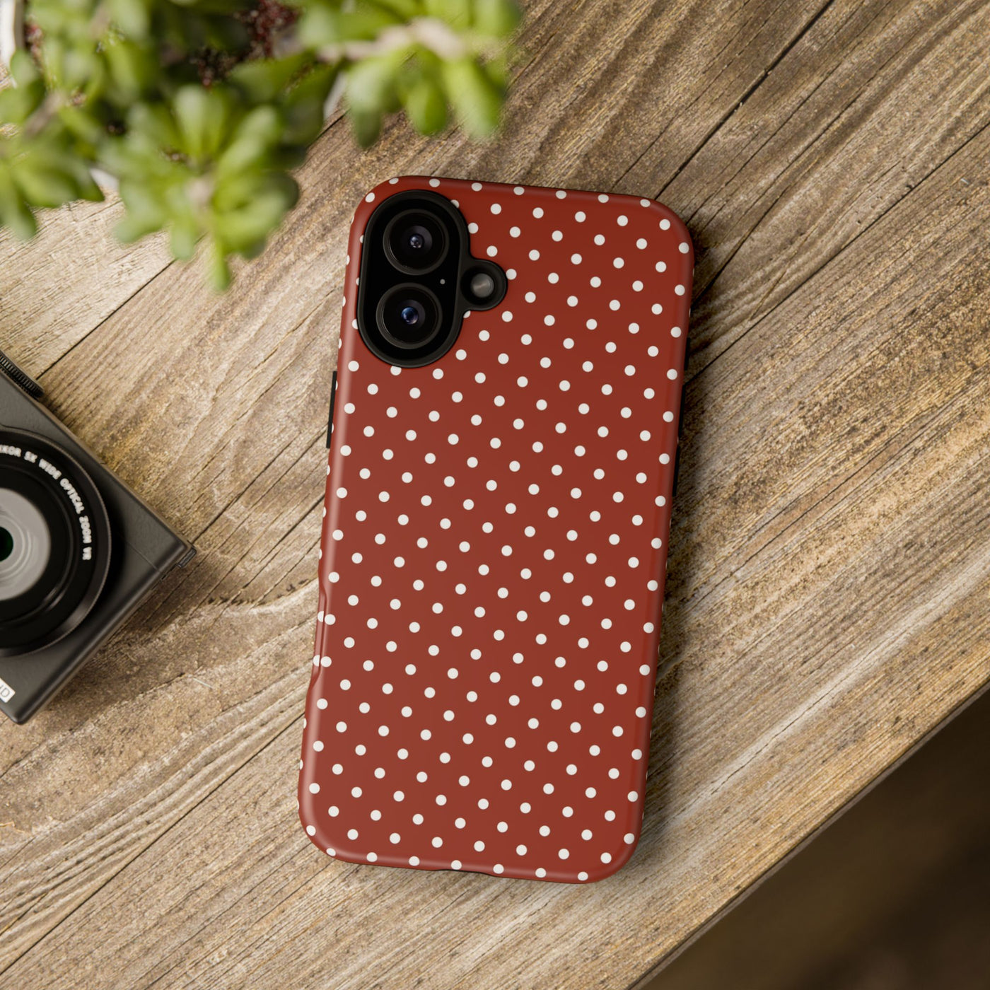 Aesthetic Tough Clay Red Polka Dots Premium Phone Case - For iPhone 17 Pro Max iPhone 16 Pro iPhone 15 Iphone 14 Plus 13 Pro 12 11 10 XR XS - Studio40ParkLane