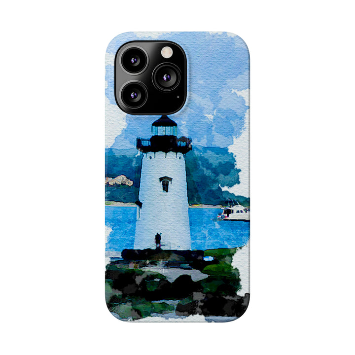 Slim Cute Phone Cases for Iphone - | iPhone 15 Case | iPhone 15 Pro Max Case, Iphone 14 Case, Iphone 14 Pro Max, Iphone 13, Beach Lighthouse Blue - Studio40ParkLane