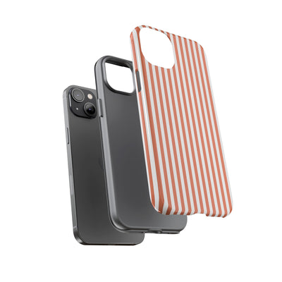 Tough Premium Peach Stripes Phone Case Gift for Her - For Apple iPhone 16 Pro Max 16e iPhone 15 Pro iPhone Iphone 14 Plus 13 Pro 12 SE XR - Studio40ParkLane