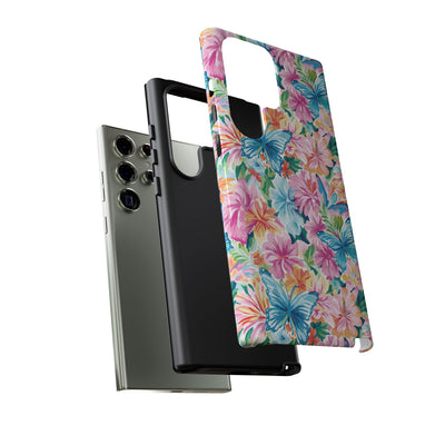 Premium Tough Butterflies Flowers Cute Phone Cases for Samsung S24, S23, S22, S21, S20, Plus and Ultra, Iphone 16 Pro Max,15, 14, 13, 12, 11, 10