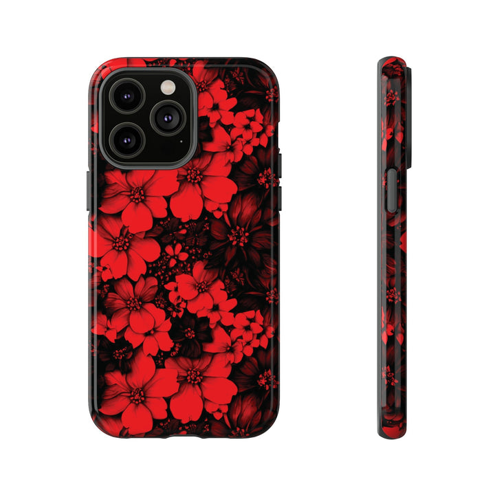 Cute IPhone Case | Red Black Flowers, iPhone 15 Case | iPhone 15 Pro Case, Iphone 14 Case, Iphone 14 Pro Max Case, Protective Iphone Case - Studio40ParkLane