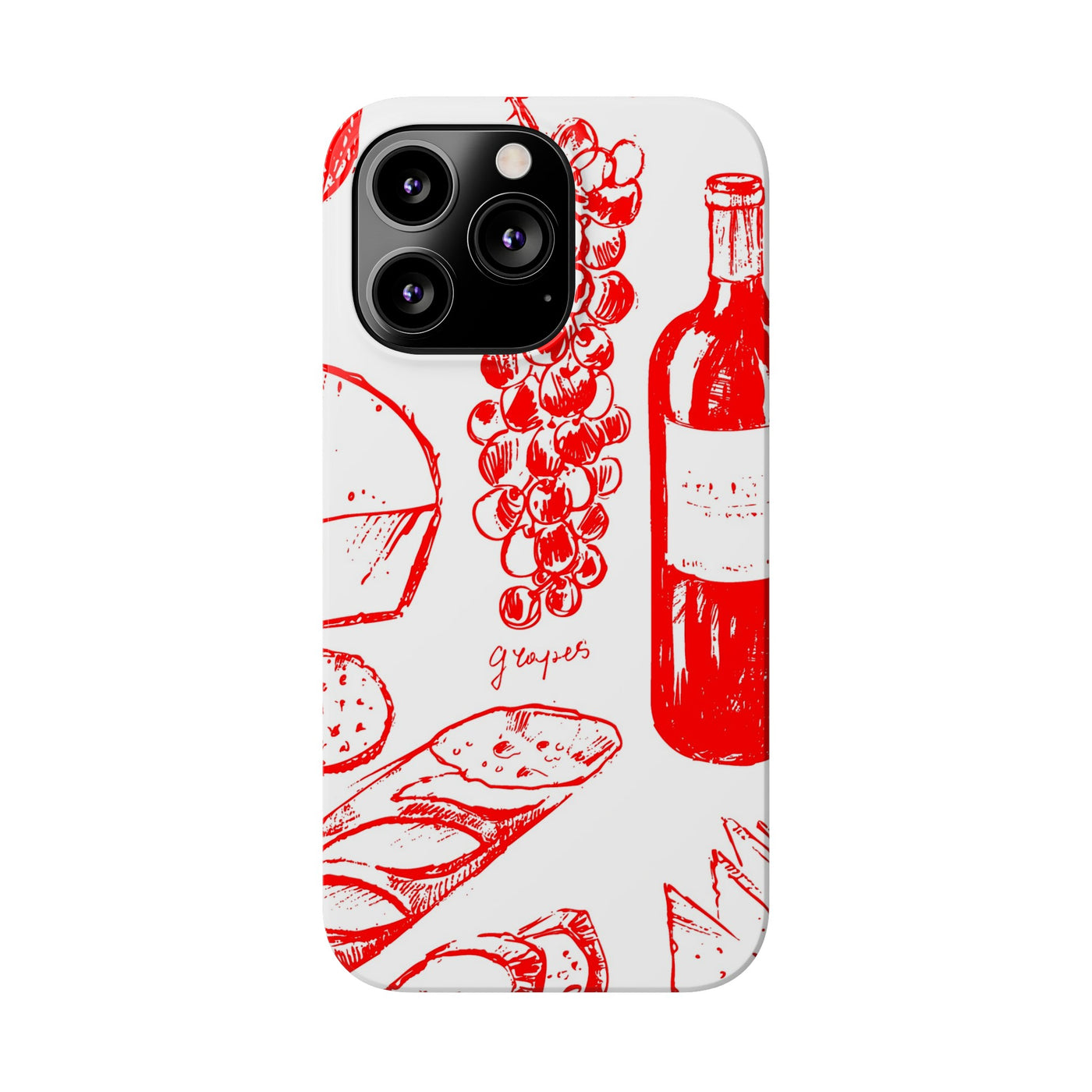 Slim Cute Phone Cases for Iphone  | iPhone 15 Case | iPhone 15 Pro Max Case, Iphone 14, Iphone 14 Pro Max, Iphone 13, French Food Wine Red