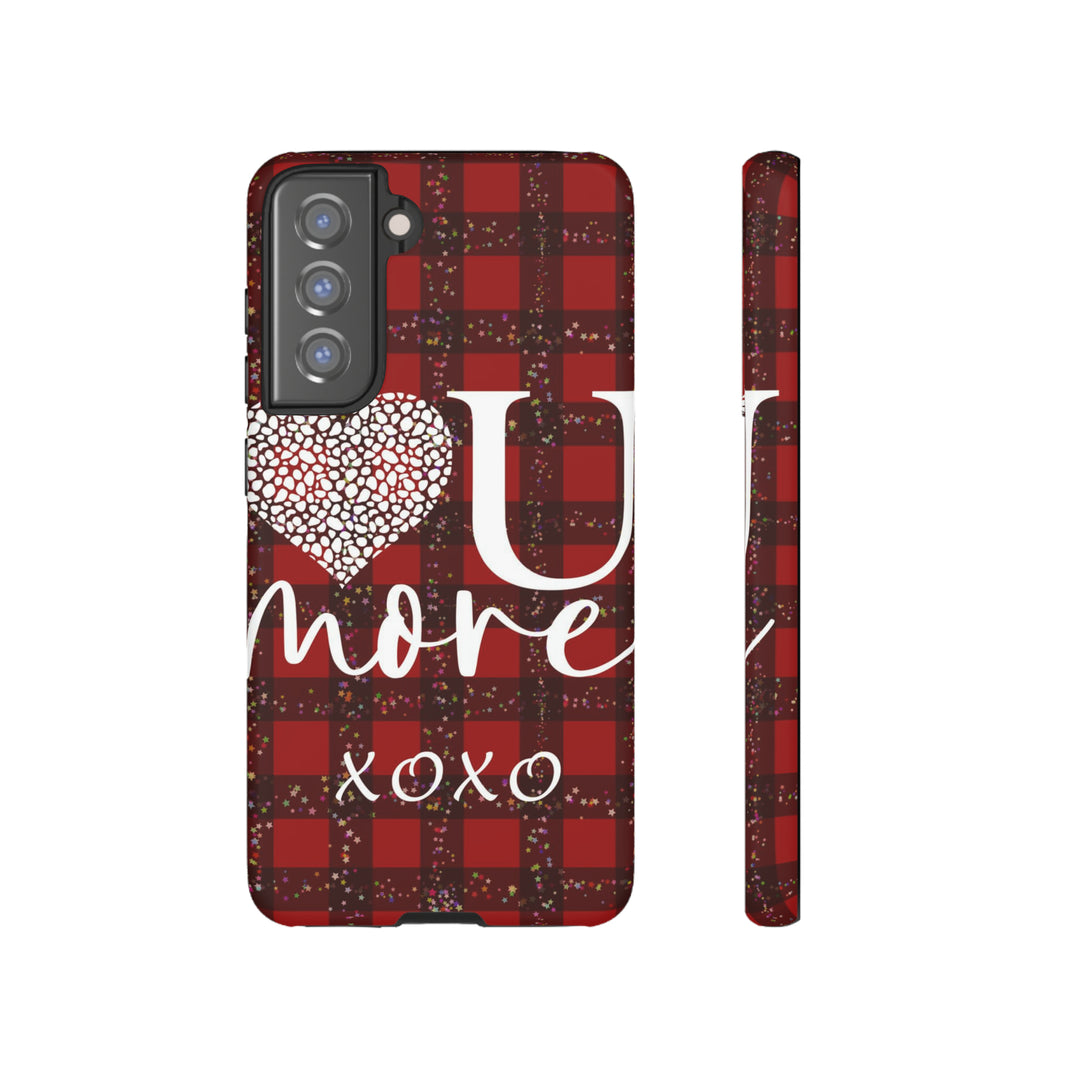 Cute Samsung Phone Cases, Designer Samsung Galaxy S23 Phone Case, Samsung S22 Case, Samsung S21 Case, Samsung S20 Case, Red Plaid Love You - Studio40ParkLane