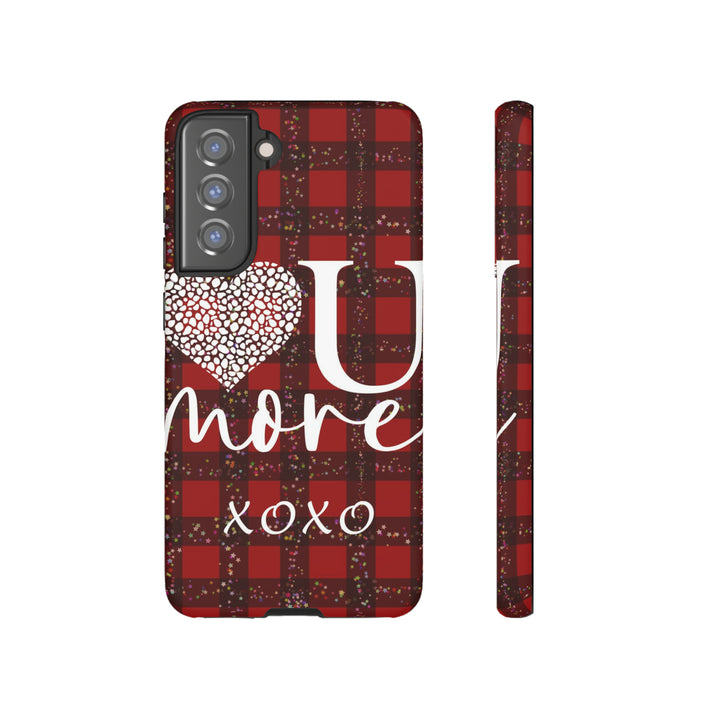 Cute Samsung Phone Cases, Designer Samsung Galaxy S23 Phone Case, Samsung S22 Case, Samsung S21 Case, Samsung S20 Case, Red Plaid Love You - Studio40ParkLane