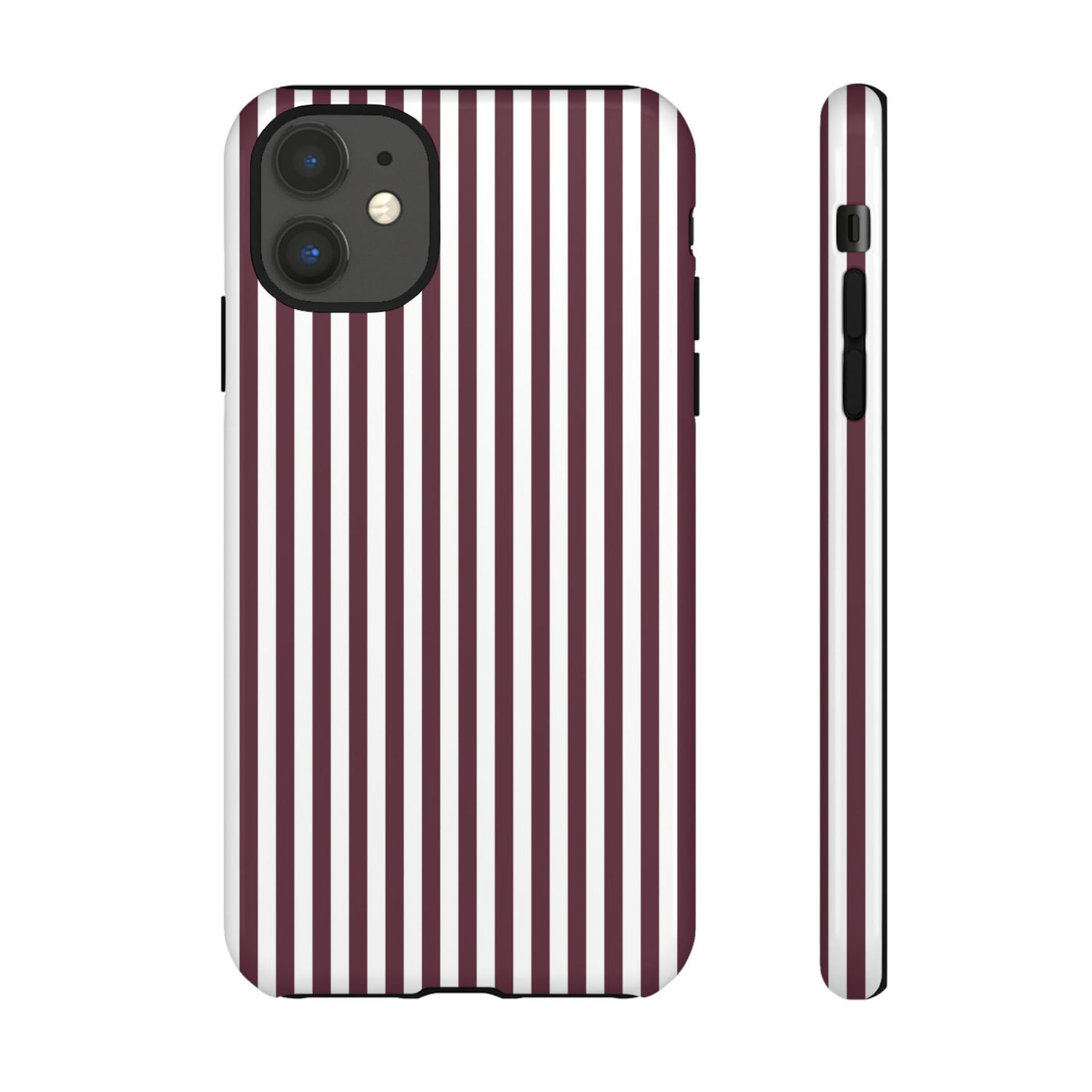 Tough Premium Burgundy Stripes Phone Case Gift for Her - For Apple iPhone 16 Pro Max 16e iPhone 15 Pro iPhone Iphone 14 Plus 13 Pro 12 SE XR - Studio40ParkLane