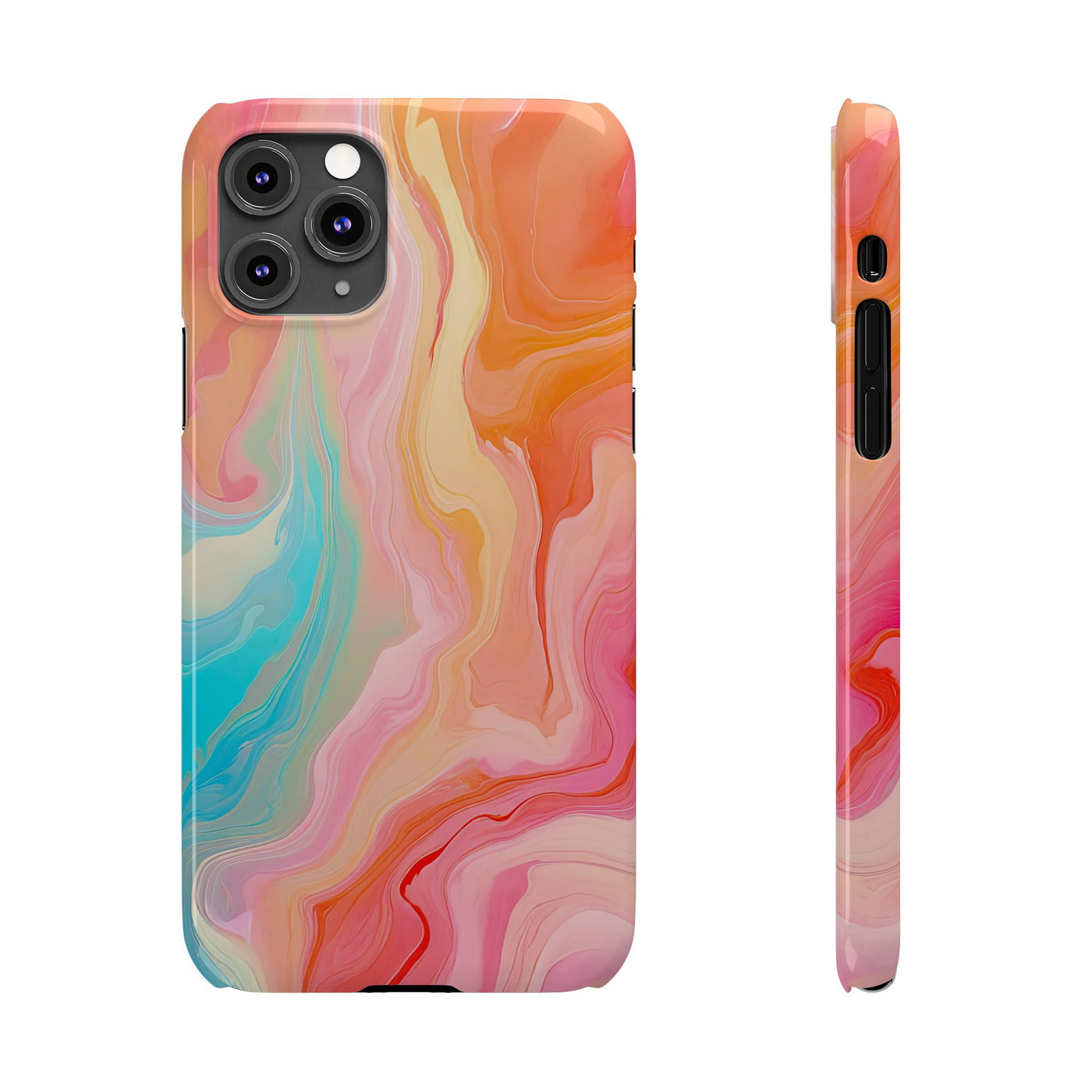 Slim Blue Pink Orange Marbled Cute Phone Cases for Iphone 16 Pro Max | iPhone 15 Case | iPhone 15 Pro Max Case, Iphone 14, Iphone 14 Pro Max, Iphone 13 12 11 8 7