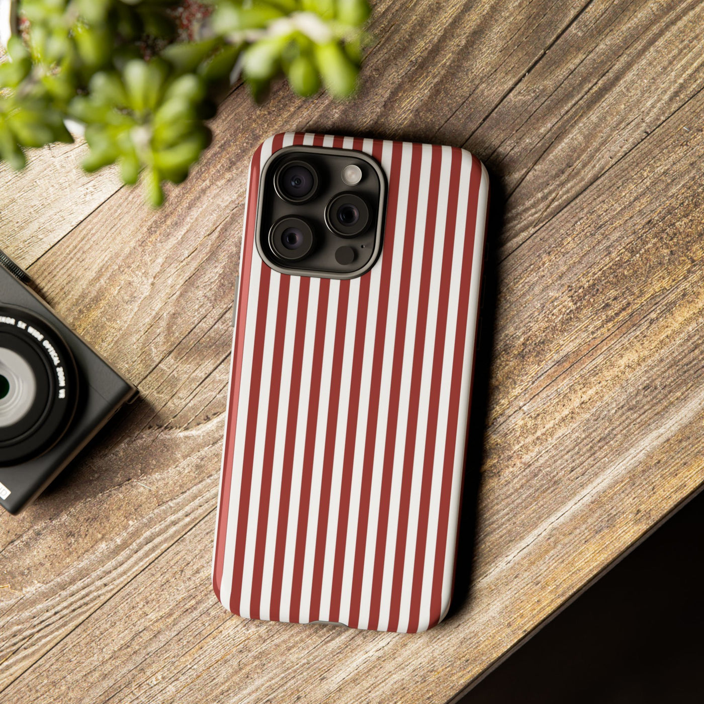 Tough Premium Red Stripes Phone Case Gift for Her - For Apple iPhone 16 Pro Max 16e iPhone 15 Pro iPhone Iphone 14 Plus 13 Pro 12 SE XR - Studio40ParkLane