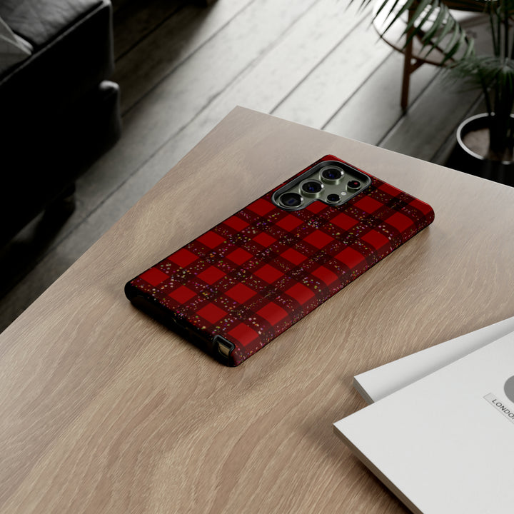Samsung Phone Cases, Designer Samsung Galaxy S23 Phone Case, Samsung S22 Case, Samsung S21 Case, Samsung S20 Case, Red Festive Plaid - Studio40ParkLane