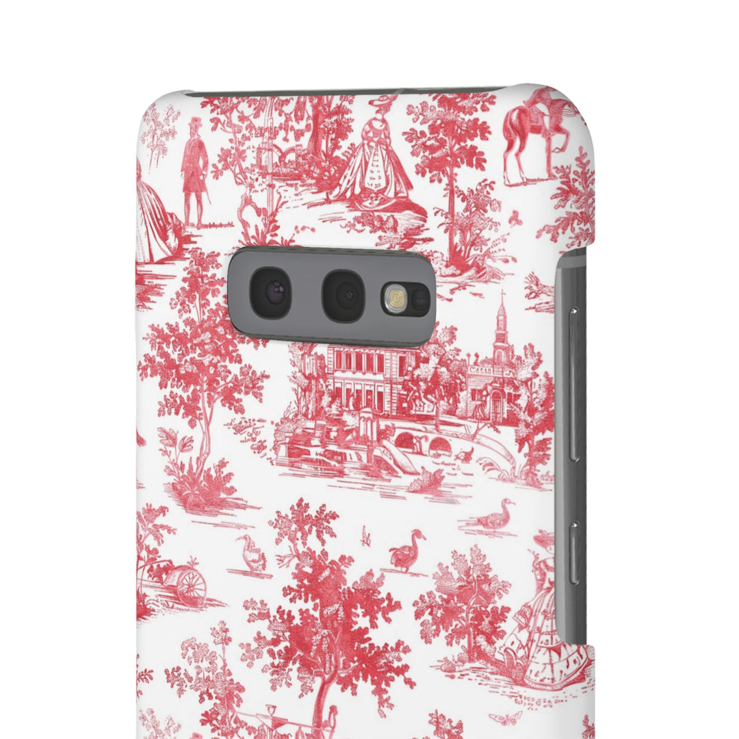 Snap French Toile Personalized Initial Custom Gift for Her Cute Phone Cases for Samsung S24, S23, S22, S21, S20, Plus and Ultra and Iphone, 16, 15, 14, 13, 12, 11. 10 - Studio40ParkLane