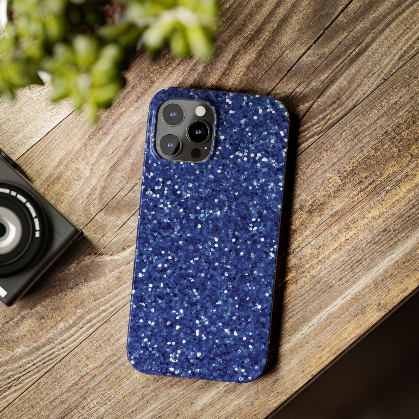 Slim Blue Muted Faux Play on Glitter Effect Cute Phone Cases for Iphone 16 Pro Max | iPhone 15 Case | iPhone 15 Pro Max Case, Iphone 14, Iphone 14 Pro Max, Iphone 13 12 11 8 7