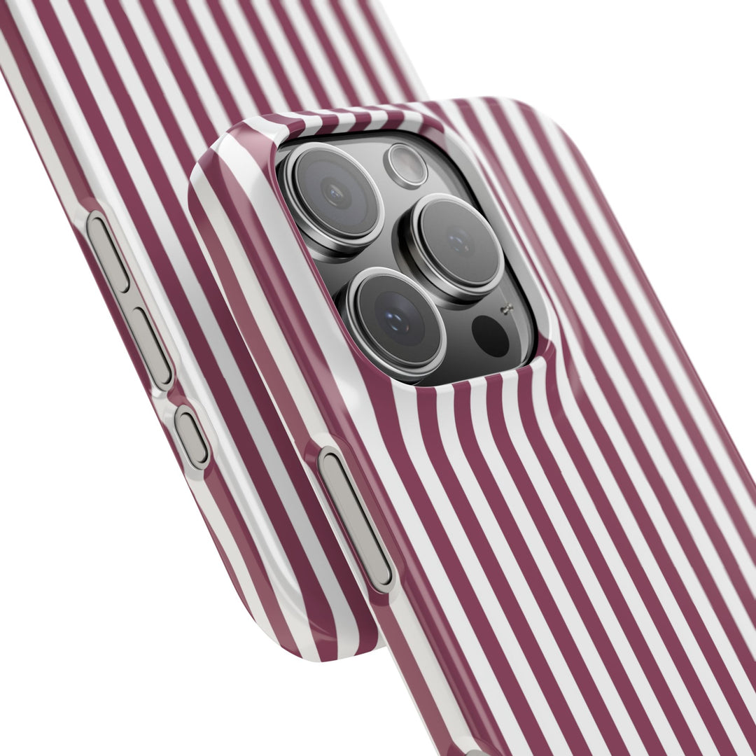 Slim Claret Red Striped Cute Phone Case for Iphone 16 - | iPhone 15 Pro Max Case | iPhone 14 Case Iphone 13 12 11 10 9 8 7 XS X Gift for Her - Studio40ParkLane