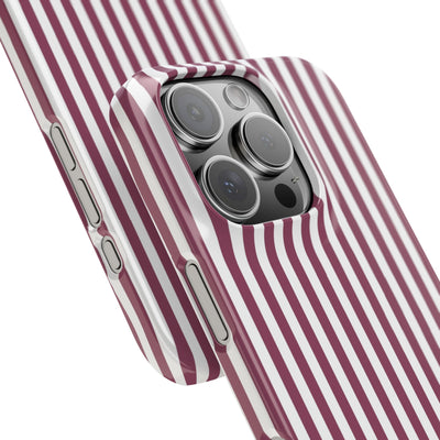 Slim Claret Red Striped Cute Phone Case for Iphone 16 - | iPhone 15 Pro Max Case | iPhone 14 Case Iphone 13 12 11 10 9 8 7 XS X Gift for Her - Studio40ParkLane