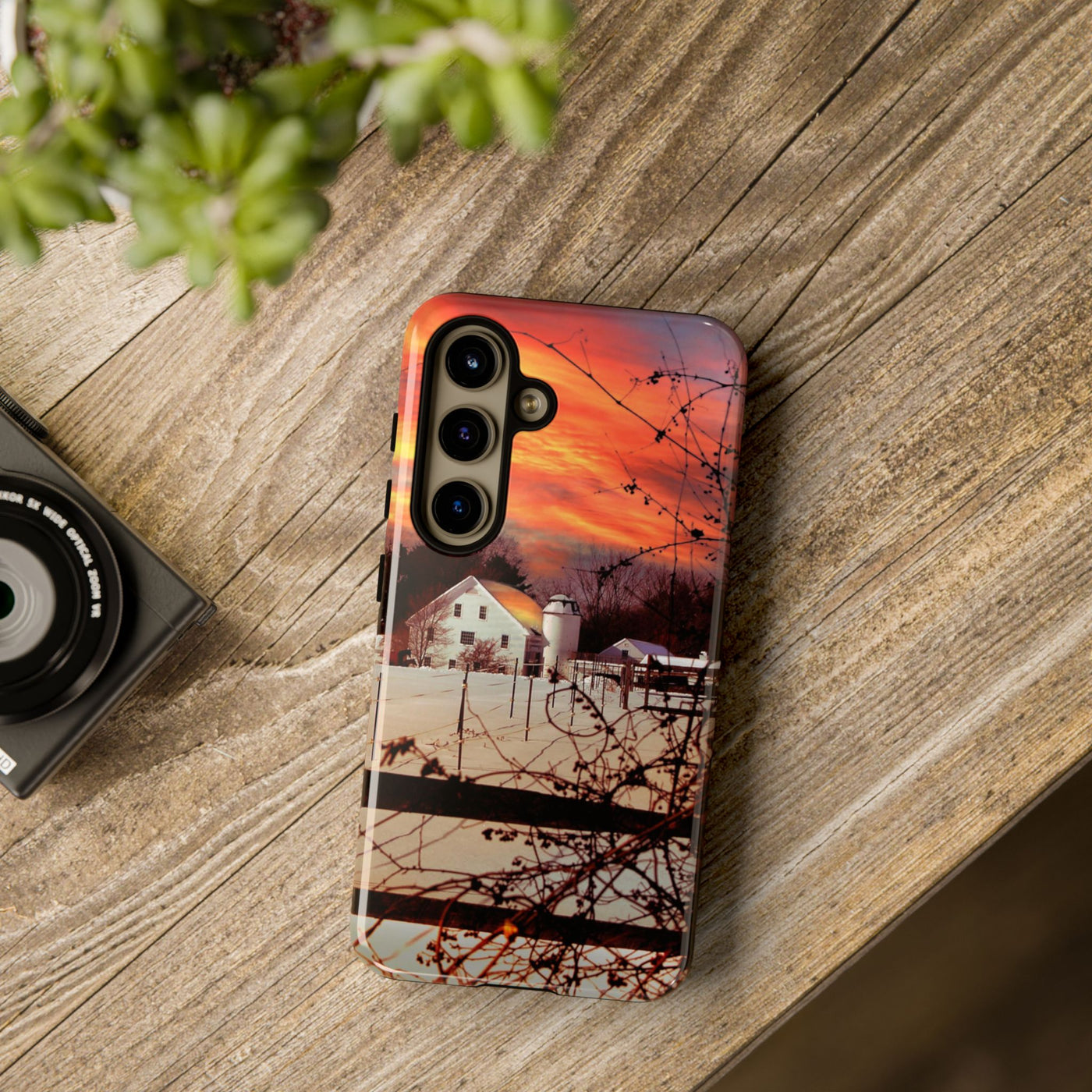 Impact Resistant, Winter Sunset Cute Phone Cases for Samsung S24, S23, S22, S21, IPhone 15 pro Iphone 14 pro Iphone 13 IPhone 12 Iphone 11