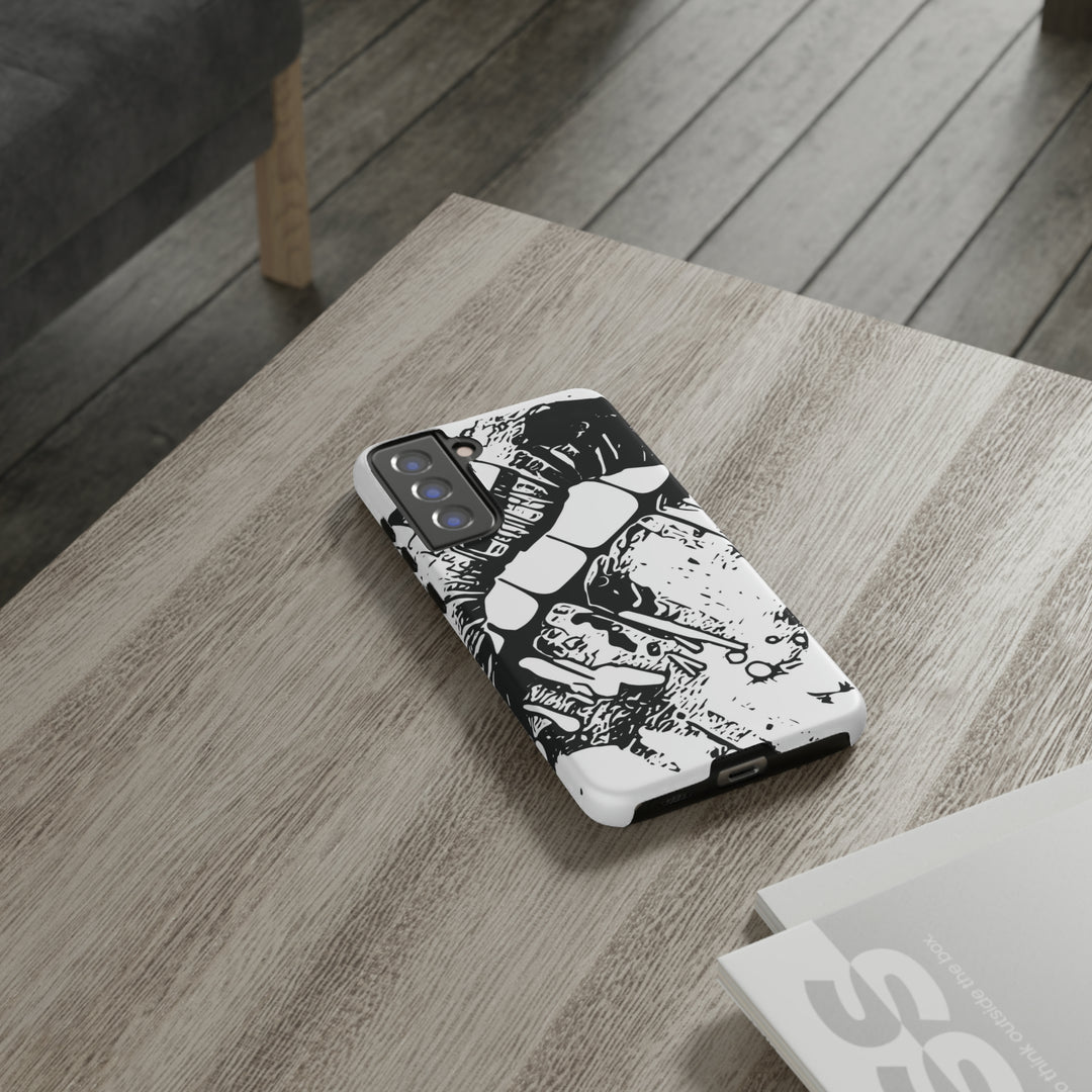 Cute Samsung Phone Case | Aesthetic Samsung Phone Case | Smile Lips Black White | Galaxy S23, S22, S21, S20 | Luxury Double Layer | Cool - Studio40ParkLane