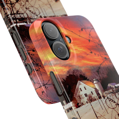 Slim Cute Phone Cases for Iphone - | iPhone 15 Case | iPhone 15 Pro Max Case, Iphone 14 Case, Iphone 14 Pro Max, Iphone 13, New England Winter Sunset