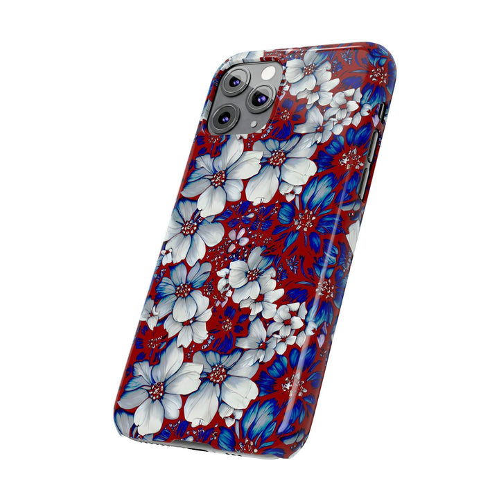 Slim Cute Phone Cases for Iphone - | iPhone 15 Case | iPhone 15 Pro Max Case, Iphone 14 Case, Iphone 14 Pro Max, Iphone 13, Red Blue Flowers - Studio40ParkLane