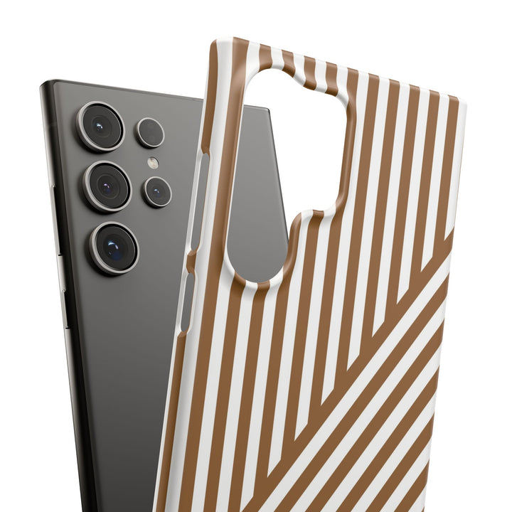 Aesthetic Mocha Brown Stripes Cute Phone Case Sleek Snap - For iPhone 17 Pro Max iPhone 16 Pro iPhone 15 Iphone 14 Plus 13 Pro 12 11 10 Gift - Studio40ParkLane