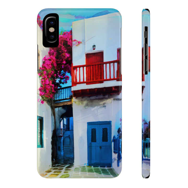 Slim Cute Phone Cases for Iphone | iPhone 15 Case | iPhone 15 Pro Max Case, Iphone 14, Iphone 14 Pro Max, Iphone 13, Colorful Greek Alley Watercolor - Studio40ParkLane