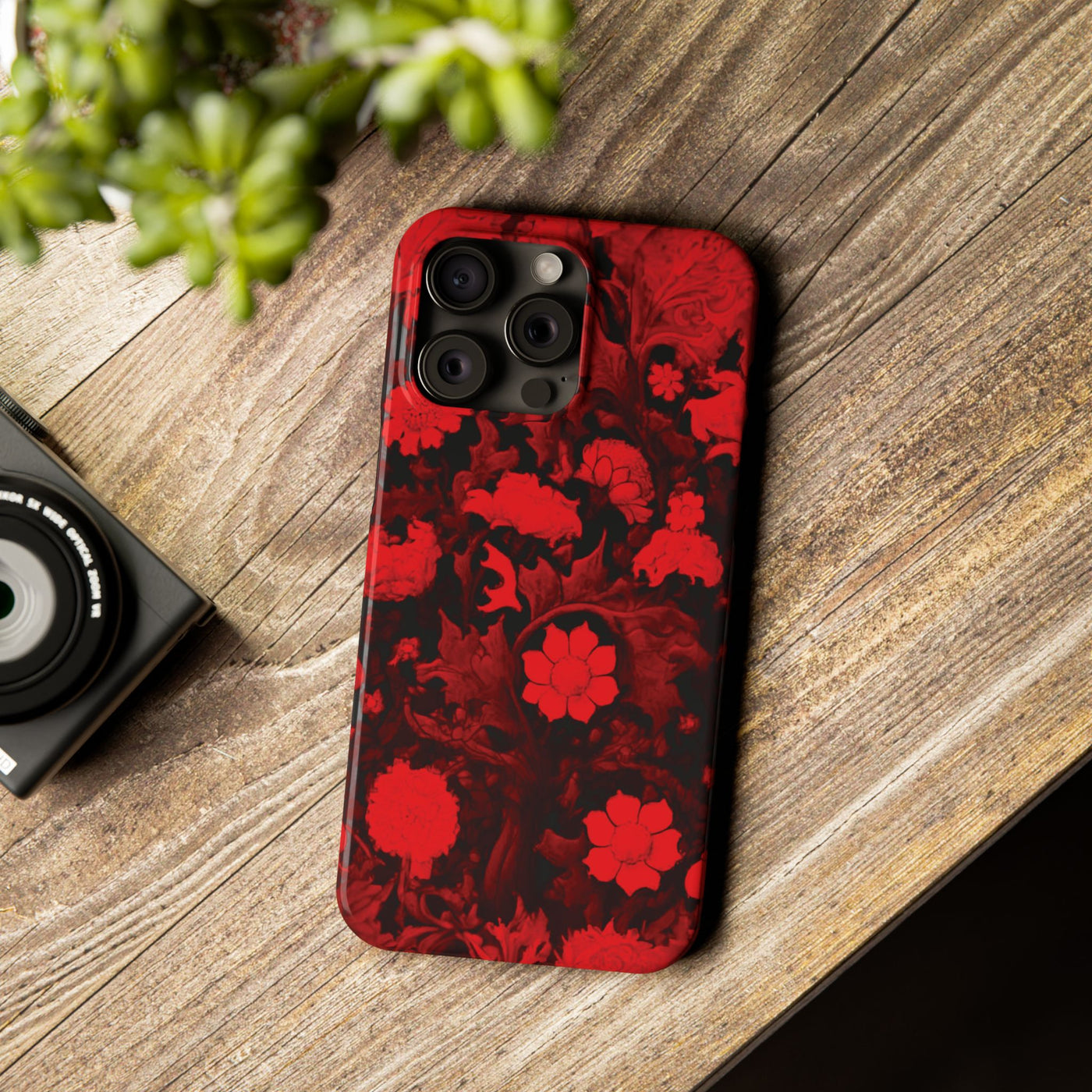 Slim Cute iPhone Cases - | iPhone 15 Case | iPhone 15 Pro Max Case, Iphone 14 Case, Iphone 14 Pro Max, Iphone 13, Red Flowers