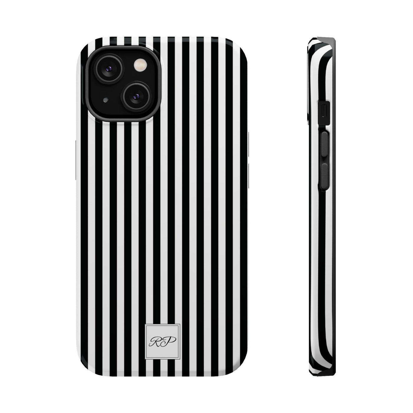 Custom Personalized Black White Striped Magsafe Phone Case for Iphone 17 - | iPhone 16 Pro Max Case | iPhone 15 Case Iphone 14 13 12 11 10 - Studio40ParkLane
