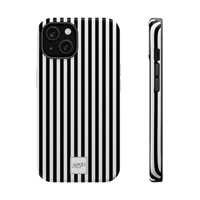 Custom Personalized Black White Striped Magsafe Phone Case for Iphone 17 - | iPhone 16 Pro Max Case | iPhone 15 Case Iphone 14 13 12 11 10 - Studio40ParkLane