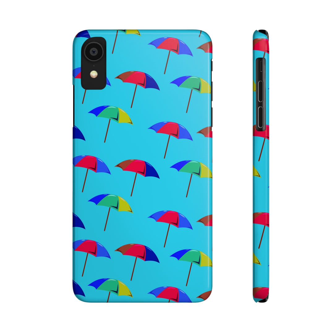 Slim Cute Phone Cases for Iphone - | iPhone 15 Case | iPhone 15 Pro Max Case, Iphone 14 Case, Iphone 14 Pro Max, Iphone 13, Colorful Beach Parasol Blue - Studio40ParkLane