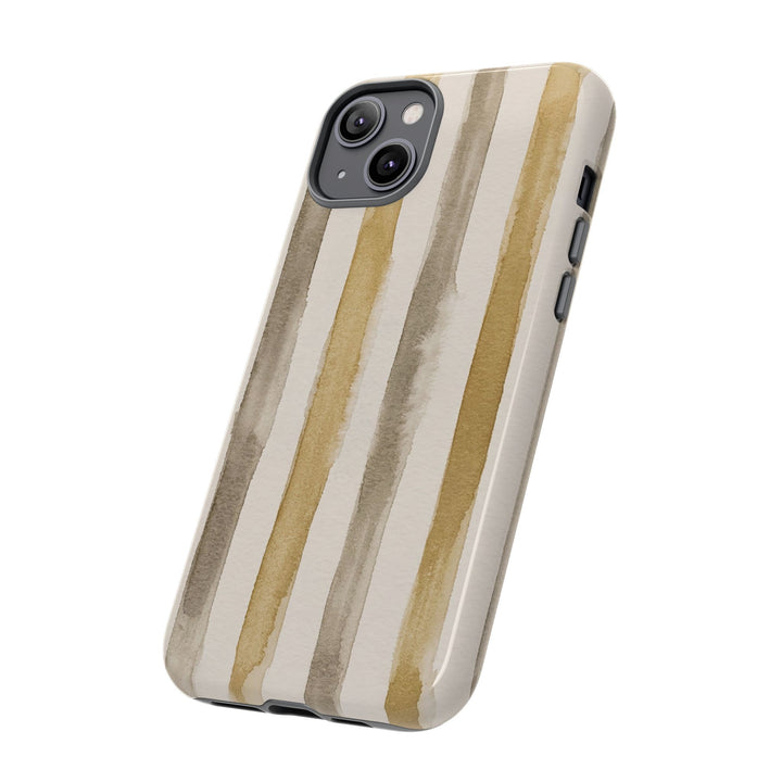 Tough Cute Brown Beige Stripes Phone Case, for IPhone 17 Pro Max | Iphone 17 Air, Iphone 16, IPhone 15, 14 13 12, Samsung Galaxy S26, S25, S24, S23 - Studio40ParkLane