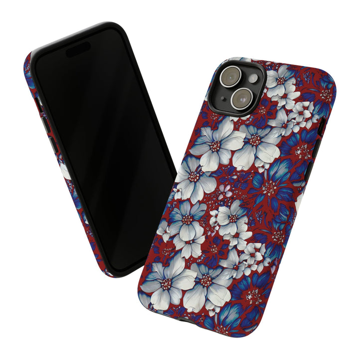 Cute IPhone Case | Red Blue Flowers, iPhone 15 Case | iPhone 15 Pro Case, Iphone 14 Case, Iphone 14 Pro Max Case, Protective Iphone Case - Studio40ParkLane