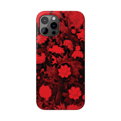 Slim Cute iPhone Cases - | iPhone 15 Case | iPhone 15 Pro Max Case, Iphone 14 Case, Iphone 14 Pro Max, Iphone 13, Red Flowers