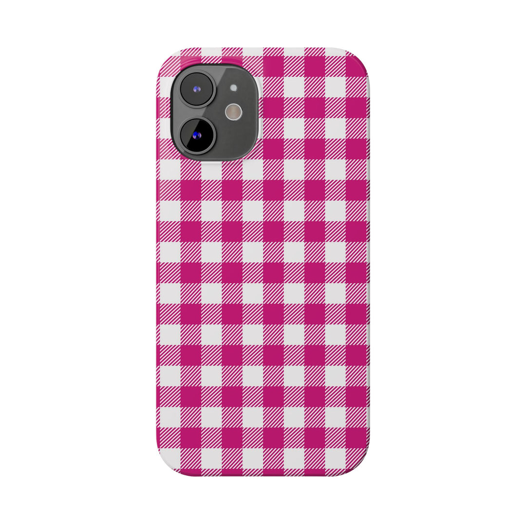 Slim Pink Gingham Gift for Her Cute Phone Cases for Iphone 16 Pro Max | iPhone 15 Case | iPhone 15 Pro Max Case, Iphone 14, 13, 12, 11, 10, 8, 7 - Studio40ParkLane