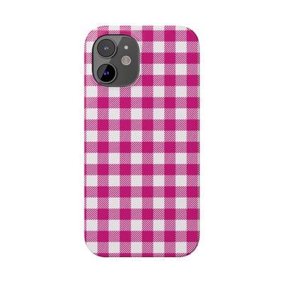 Slim Pink Gingham Gift for Her Cute Phone Cases for Iphone 16 Pro Max | iPhone 15 Case | iPhone 15 Pro Max Case, Iphone 14, 13, 12, 11, 10, 8, 7