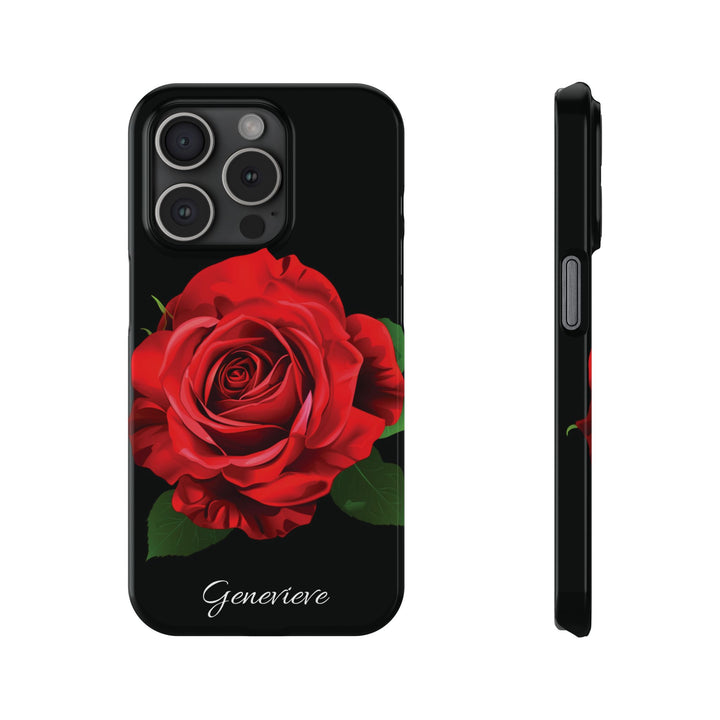 Slim Custom Personalized Red Rose Flowers Gift for Her Cute Phone Cases for Iphone 16 Pro Max | iPhone 15 Case | iPhone 15 Pro Max Case, Iphone 14, Iphone 14 Pro Max, Iphone 13 12 11 8 7 - Studio40ParkLane