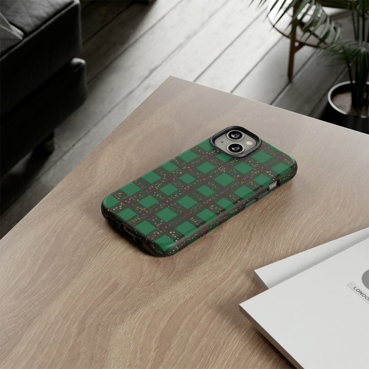 Cute IPhone Case | iPhone 15 Case | iPhone 15 Pro Max Case, Iphone 14 Case, Iphone 14 Pro Max Case IPhone Case for Art Lovers, Green Festive Plaid - Studio40ParkLane
