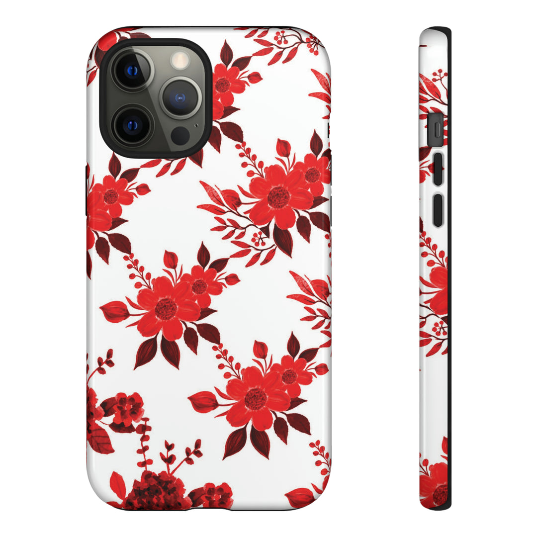 Cute IPhone Case | Red White Flowers, iPhone 15 Case | iPhone 15 Pro Case, Iphone 14 Case, Iphone 14 Pro Max Case, Protective Iphone Case - Studio40ParkLane