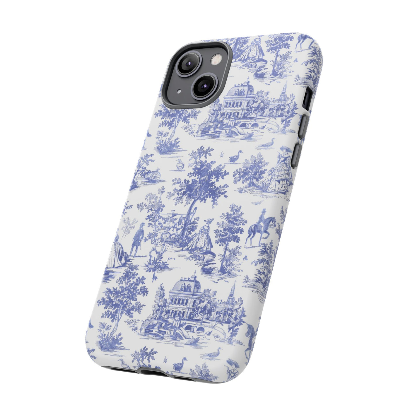 Premium Tough Blue French Toile Gift for Her Cute Phone Cases for Samsung and Iphone, 16, 15, 14, S24, S23, S22, S21, S20, Plus, Ultra, Pro