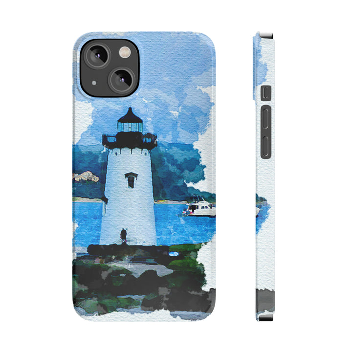 Slim Cute Phone Cases for Iphone - | iPhone 15 Case | iPhone 15 Pro Max Case, Iphone 14 Case, Iphone 14 Pro Max, Iphone 13, Beach Lighthouse Blue - Studio40ParkLane