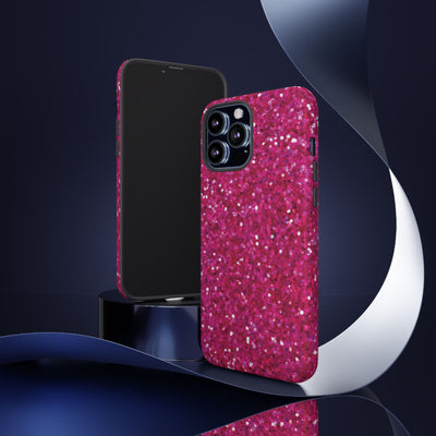 Faux Muted Pink Play on Glitter Effect Cute Phone Case, for IPhone 16 pro Max | Iphone 15, Iphone 14, IPhone 13 Case, 11 8 7, Samsung Galaxy S24, S23, S22, S21, 2 Layer Protection