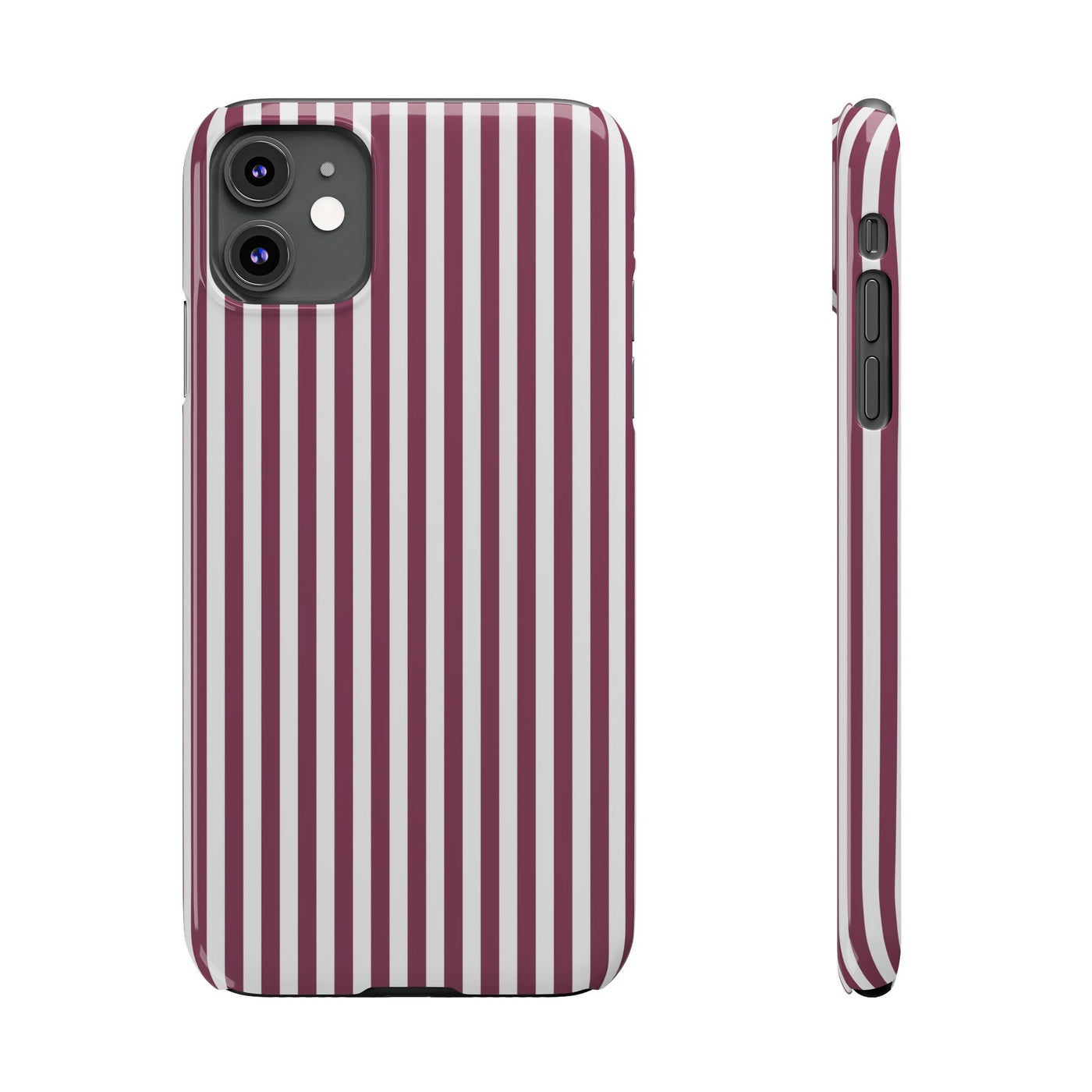 Slim Claret Red Striped Cute Phone Case for Iphone 16 - | iPhone 15 Pro Max Case | iPhone 14 Case Iphone 13 12 11 10 9 8 7 XS X Gift for Her - Studio40ParkLane